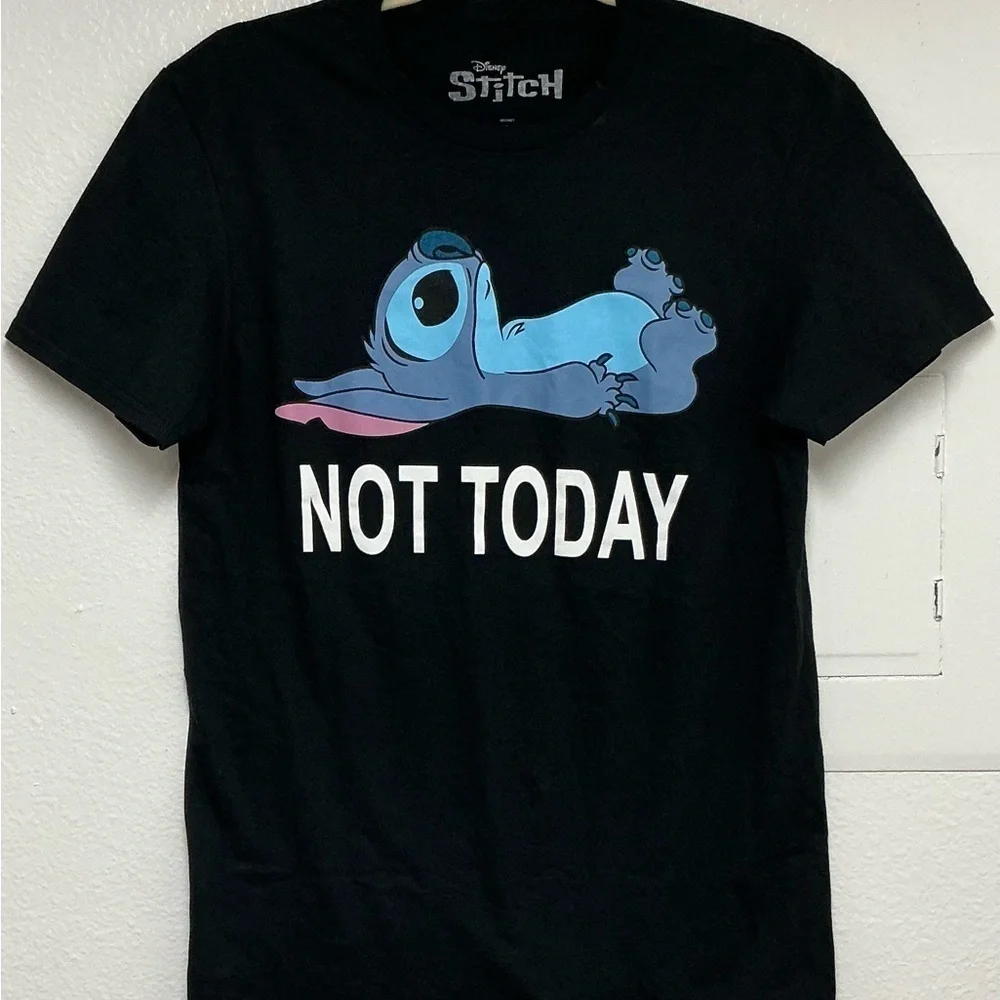 Disney Black and Blue Short Sleeve Tee with Relaxed Stitch Design